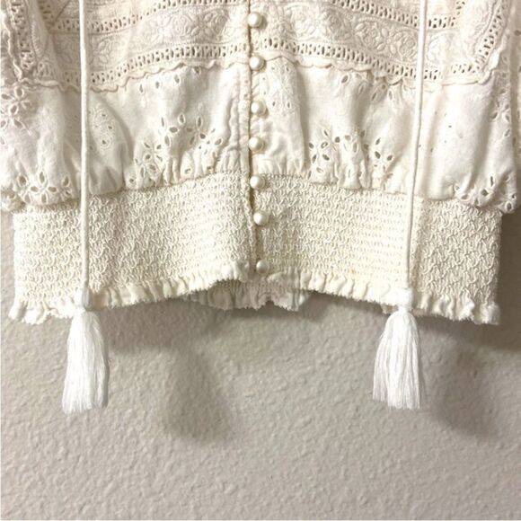 Alice & Olivia Tabitha Eyelet Embroidered Top in Off White, Size XS - Picture 7 of 10